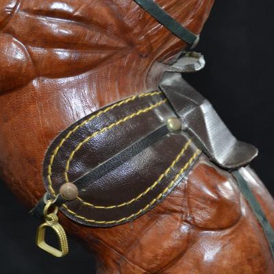 Leather Wrapped Rearing Saddled Horse 16"X10"X4"
