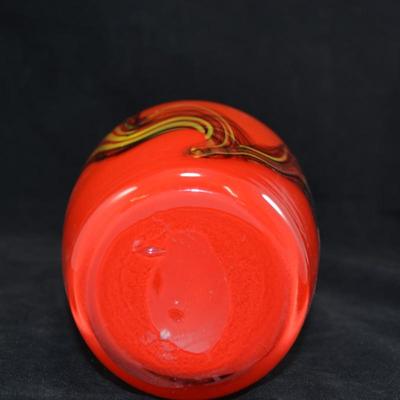 Scarlet Art Glass Mid Century Modern Vase 12"X5.5"