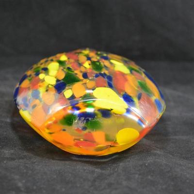 Beautiful Rainbow MCM Art Glass Vase 11"X6.5"X3.5"