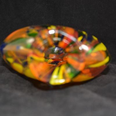 Beautiful Rainbow MCM Art Glass Vase 11"X6.5"X3.5"