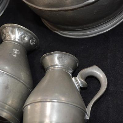 Antique 8 Piece Austen & Son Pewter Service, Munster Iron Co. Cork, England