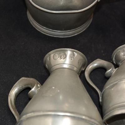 Antique 8 Piece Austen & Son Pewter Service, Munster Iron Co. Cork, England