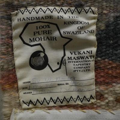 Vintage 100% Mohair Tapestry, Swaziland, Africa 51â€x34â€