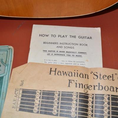 1960â€™s Stella Harmony Acoustic Guitar w/ Case, Hawaiian Sheet Music