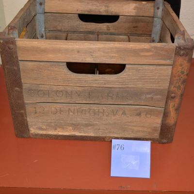 Antique/Vintage Colony Farms Milk Crate Denbigh, Virginia 15â€x12â€x11â€