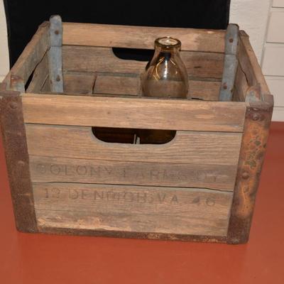 Antique/Vintage Colony Farms Milk Crate Denbigh, Virginia 15â€x12â€x11â€