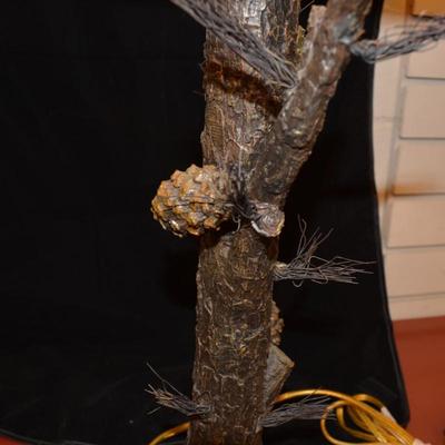 Resin 3 Way Pine Tree Lamp w/ Funky Shade 31.5â€x17â€