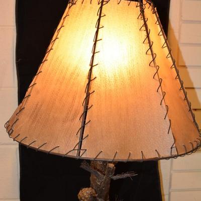 Resin 3 Way Pine Tree Lamp w/ Funky Shade 31.5â€x17â€