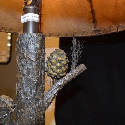 Resin 3 Way Pine Tree Lamp w/ Funky Shade 31.5â€x17â€