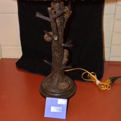 Resin 3 Way Pine Tree Lamp w/ Funky Shade 31.5â€x17â€