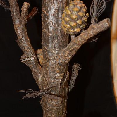 Resin 3 Way Pine Tree Lamp w/ Funky Shade 31.5â€x17â€