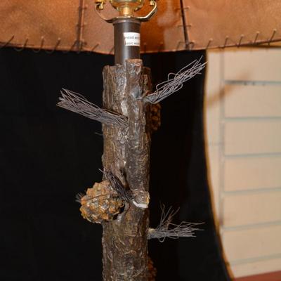 Resin 3 Way Pine Tree Lamp w/ Funky Shade 31.5â€x17â€