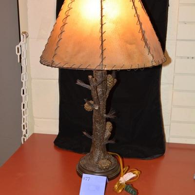 Resin 3 Way Pine Tree Lamp w/ Funky Shade 31.5â€x17â€