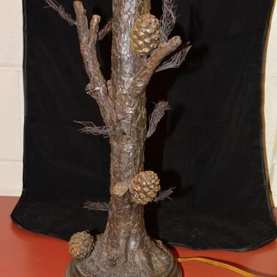 Resin 3 Way Pine Tree Lamp w/ Funky Shade 31.5â€x17â€