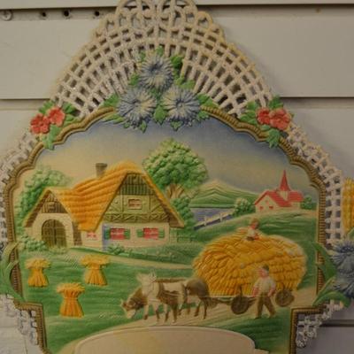 Lot of 4 Vintage German Die Cut Paper Calendars â€“ AS IS From 9â€-21â€ Tall