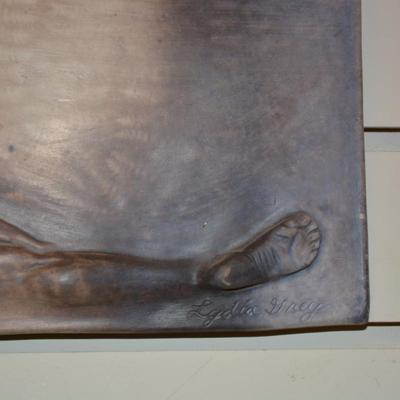 Set of 2 Lydia Grey Clay Wall Art Plaques Numbered 32/175 & 26/175