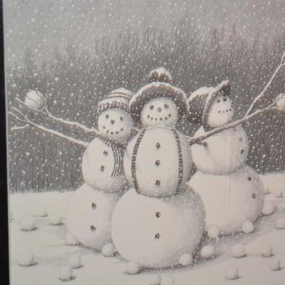 Lot of 2 Local Artist Ken Schuler Signed, Numbered, & Matted Snowman Prints Sealed 12â€X9â€