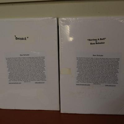 Lot of 2 Local Artist Ken Schuler Signed, Numbered, & Matted Snowman Prints Sealed 12â€X9â€