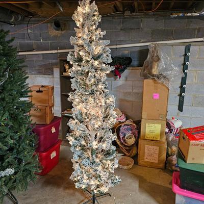 New White Flocked Slim Christmas Tree (BS2-JS)