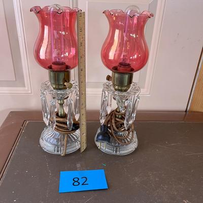 Bedroom lamps w/ Cranberry flashed shades