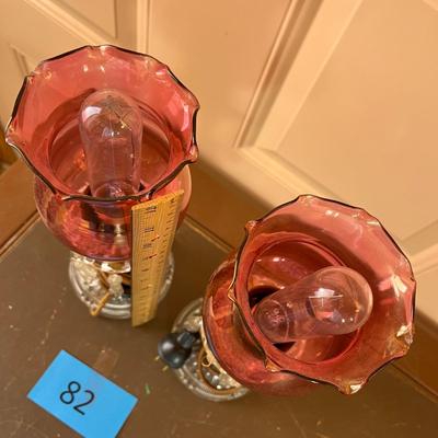 Bedroom lamps w/ Cranberry flashed shades