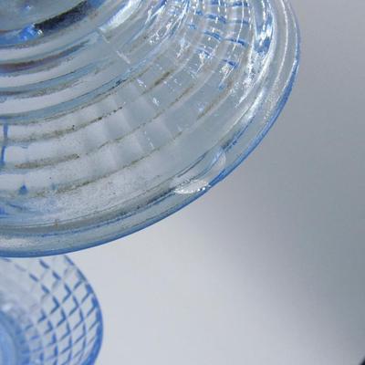 Vintage Mid Century Style Lidded Blue Glass Trinket Candy Dish