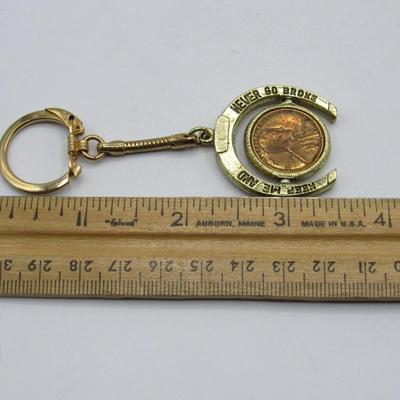 Vintage Novelty Lucky Horseshoe Keychain Heads I Win Tails You Lose Keep Me and Never Go Broke