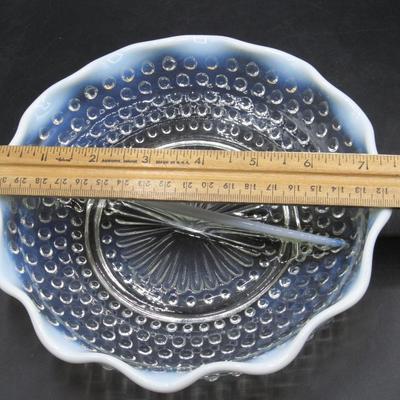 Vintage Anchor Hocking Moonstone Divided Glass Opalescent Relish Ingredient Dish
