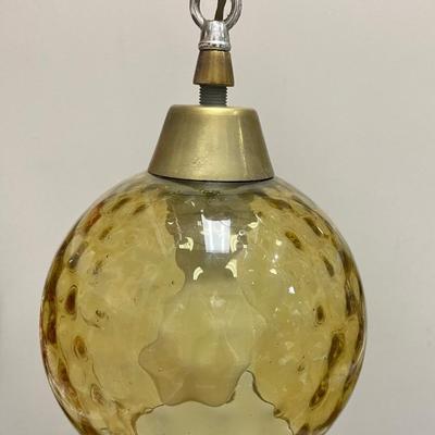 Vintage MCM 50s-60s EJS Lighting Hanging Amber Glass Globes 3-Lamp Light Fixture Mid Century Modern
