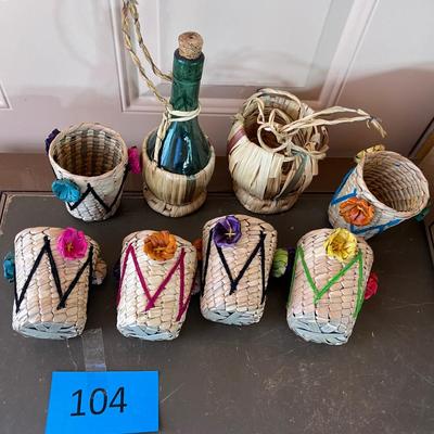 Vintage wicker Glass cozies
