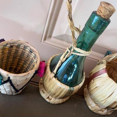 Vintage wicker Glass cozies