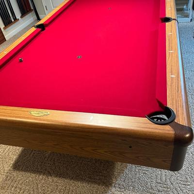 LOT 68B: The C.L. Bailey Co. Pool Table w/ Cover, Balls, Cues, Racks, Frames & Other Billiards Accessories