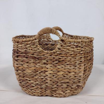 Metal Framed Woven Storage Basket- Approx 16 1/2