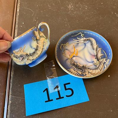 Dragonware Cup & saucer w/ Geisha in bottom