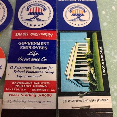 Vintage Matchbooks Government Insurance Washington DC GEICO