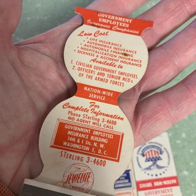 Vintage Matchbooks Government Insurance Washington DC GEICO