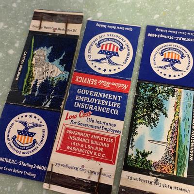 Vintage Matchbooks Government Insurance Washington DC GEICO