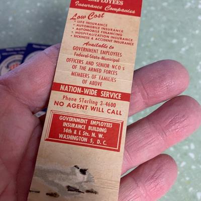 Vintage Matchbooks Government Insurance Washington DC GEICO