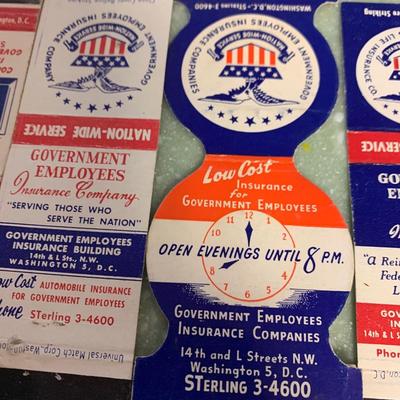 Vintage Matchbooks Government Insurance Washington DC GEICO