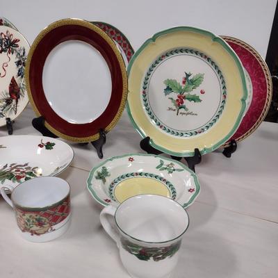 Assortment of Holiday Dinnerware- Names Include Lenox, Villeroy & Boch, etc.