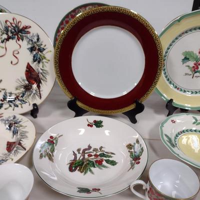 Assortment of Holiday Dinnerware- Names Include Lenox, Villeroy & Boch, etc.
