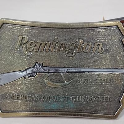 Vintage Remington Solid Metal Belt Buckle with Belt