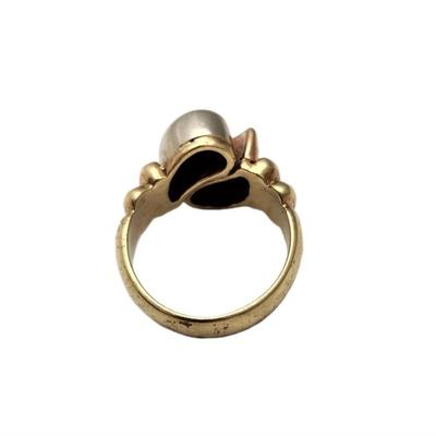 Lot #117D Vintage Modernist 14kt Gold Ring with Sterling Accent - Size 7