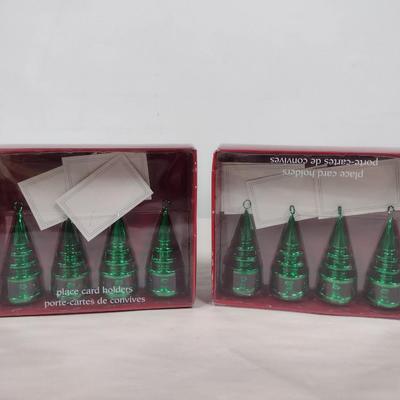 Glass Christmas Tree Place Card Holders- Approx 4