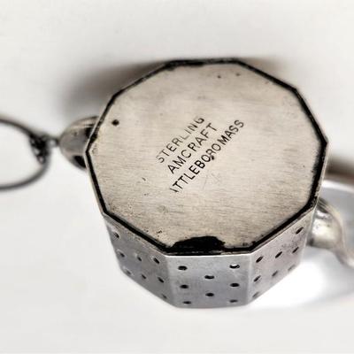 Lot #120D Vintage Sterling Silver Tea Strainer with Underplate
