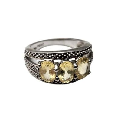 Lot #121D Contemporary Sterling Silver Ring set with Lemon Quartz - size 7