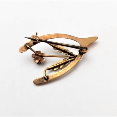 Lot #122D Antique 10Kt Gold Wishbone Brooch
