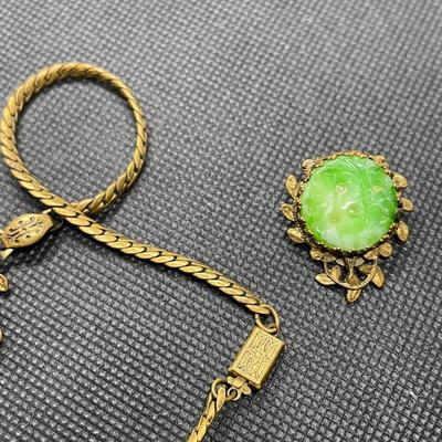 Vintage lustren jewelry set necklace and earrings- art nouveau revival