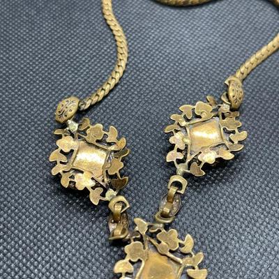 Vintage lustren jewelry set necklace and earrings- art nouveau revival