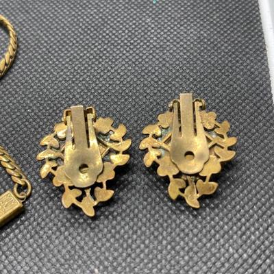 Vintage lustren jewelry set necklace and earrings- art nouveau revival